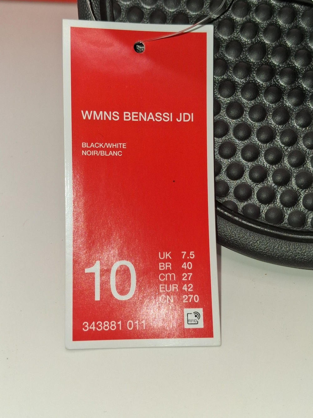 The Nike Benassi JDI 343881-011 Black/White Women's Slides in US 10 - Picture 4 of 7